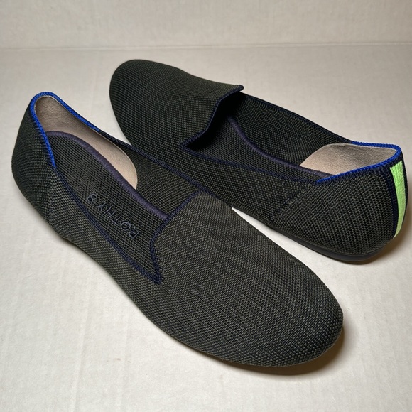 Rothy’s The Loafer Evergreen with Neon Stripe Slip On Round Toe Size 7.5 - Picture 2 of 14